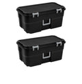 2 Pack 22 Gallon Black Wheeled Lockable Plastic Storage Trunk C9121