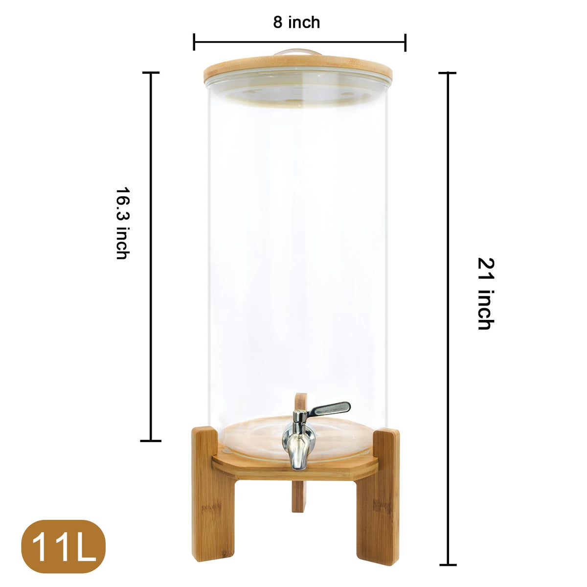 3 Gallon Glass Drink Dispenser with Spigot O67618