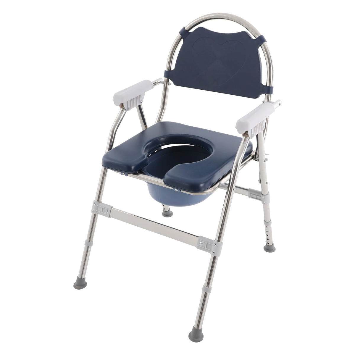 3 in 1 Commode Chair with Arms, Adjustable Height, Padded Seat, Toilet Bucket V5239