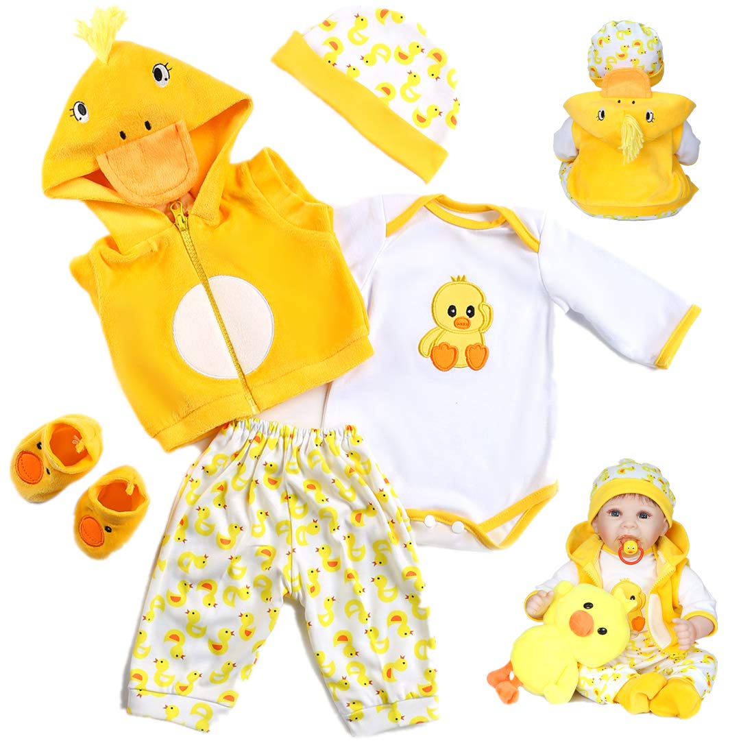 22 inch Yellow Duck 5pcs Doll Clothes Set O761680
