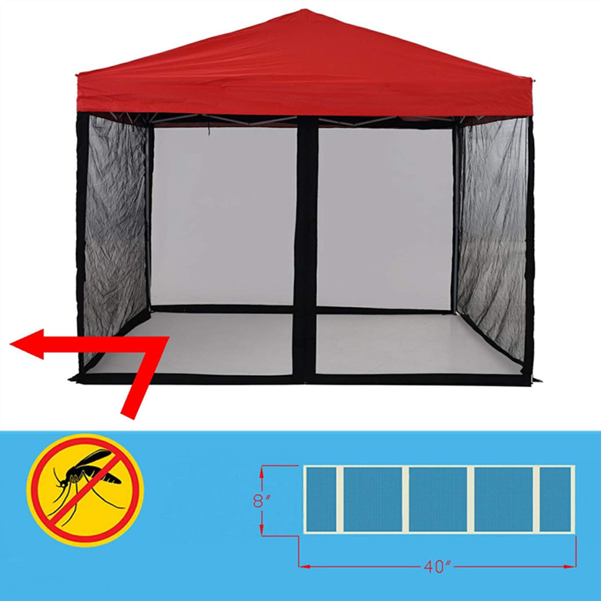Mosquito Net with Zipper for Camping and Patio Gazebo F985432