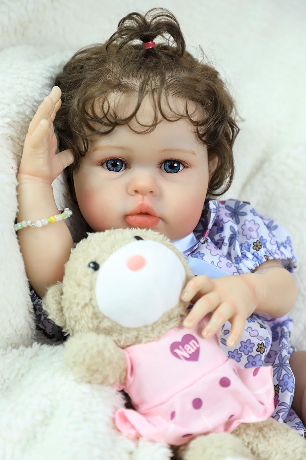 20 Inch Silicone Reborn Baby Doll with Curly Hair T698