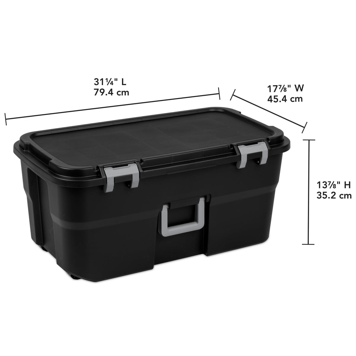 2 Pack 22 Gallon Black Wheeled Lockable Plastic Storage Trunk C9121