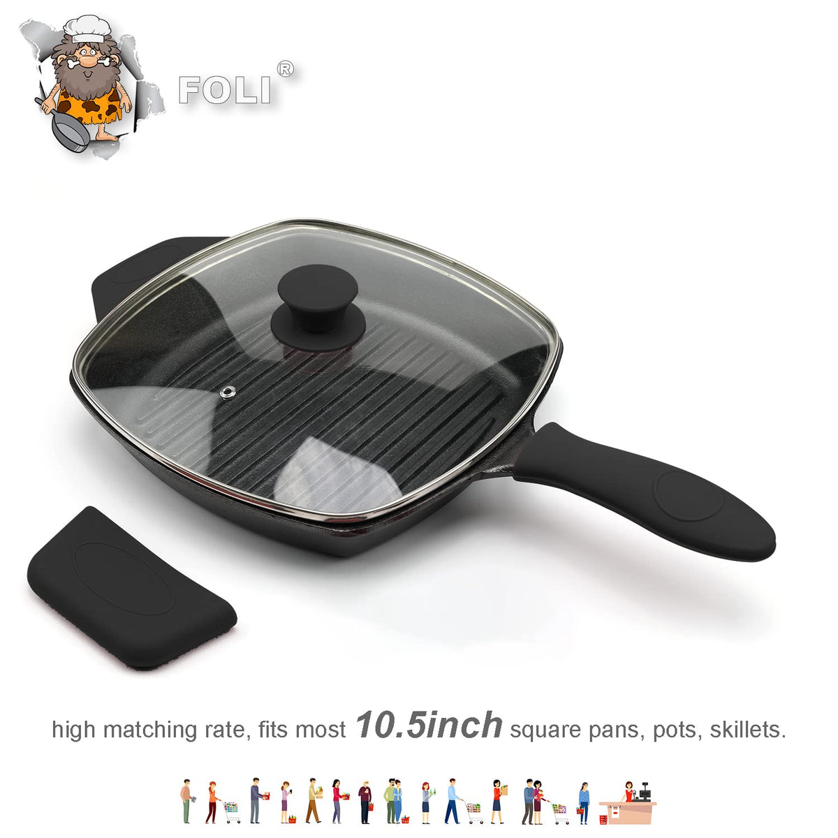 10.5" Vented Square Glass Lid H229