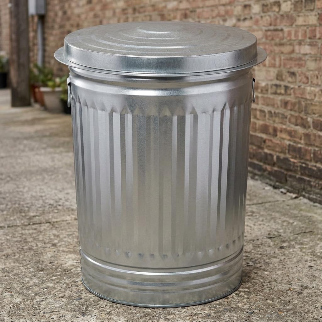 31 Gallon Galvanized Steel Trash Can with Lid B80405
