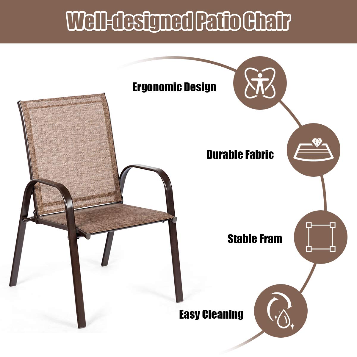 2 Piece Outdoor Patio Chairs with Breathable Fabric C26229