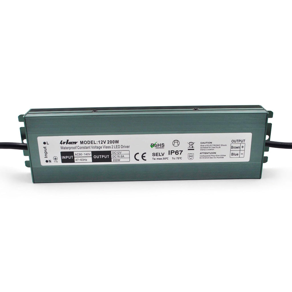 2 Pack 12V 200W Waterproof IP67 LED Driver V934321