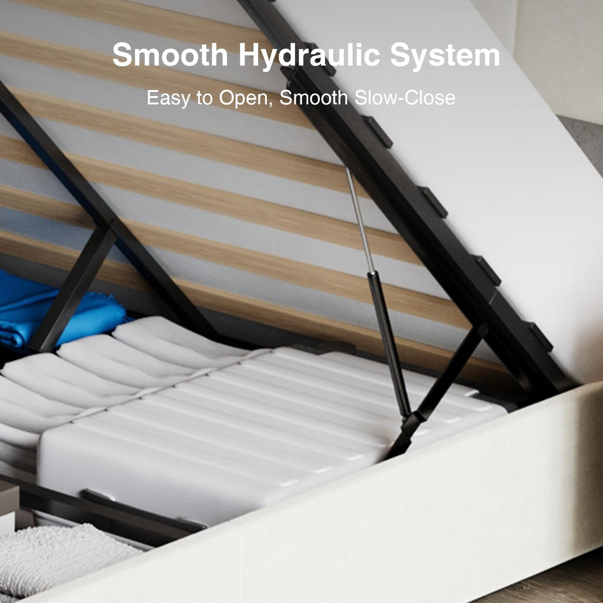 White Queen Lift Up Storage Bed Frame D48741