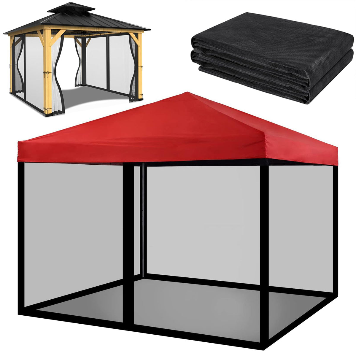Mosquito Net with Zipper for Camping and Patio Gazebo F985432