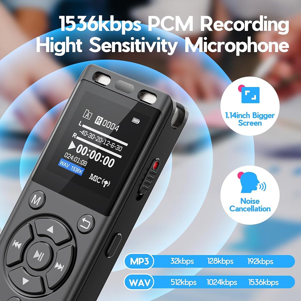 64GB Digital Voice Recorder with Playback E7213