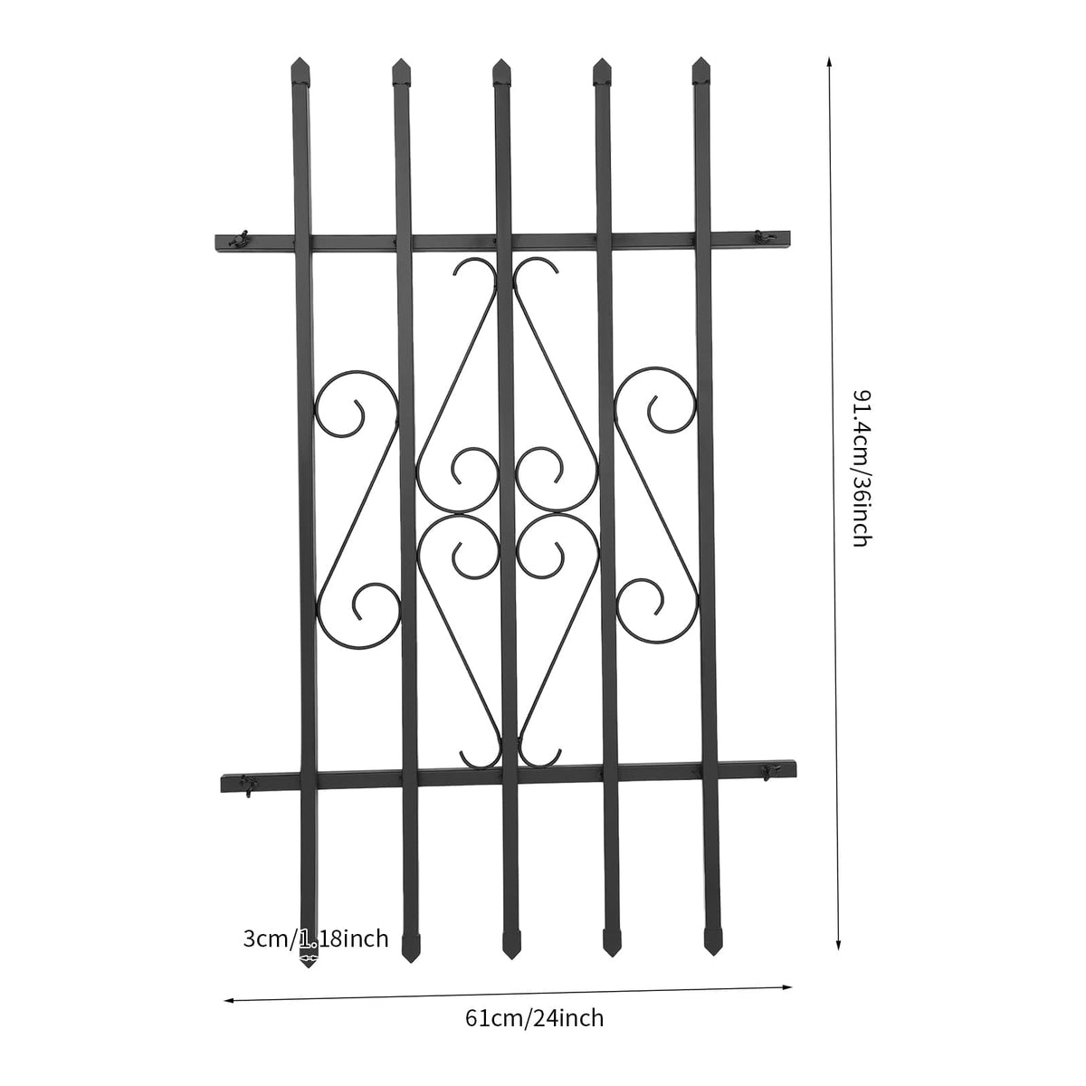 Black 24" x 36" 2 Packs Window Security Bars P6201