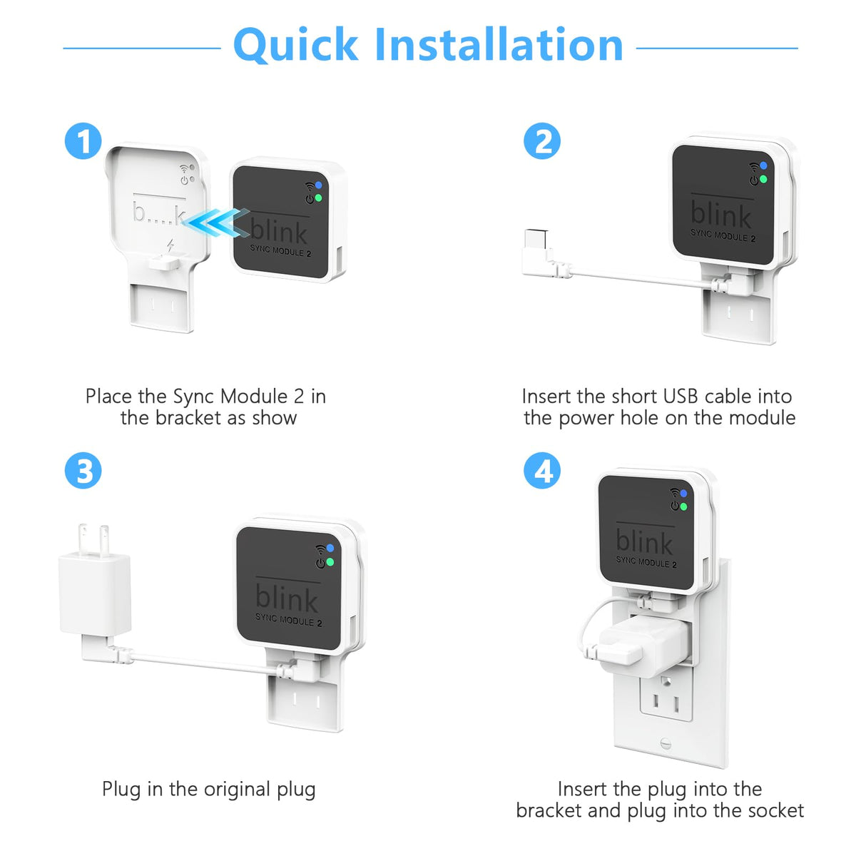 Wall Mount for Blink Sync Module 2 with Short Cable, 1 Pack N7578