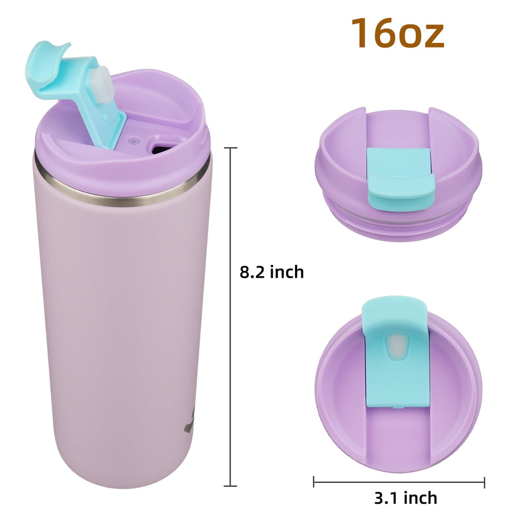 16oz Insulated Stainless Travel Coffee Mug with Lid W198