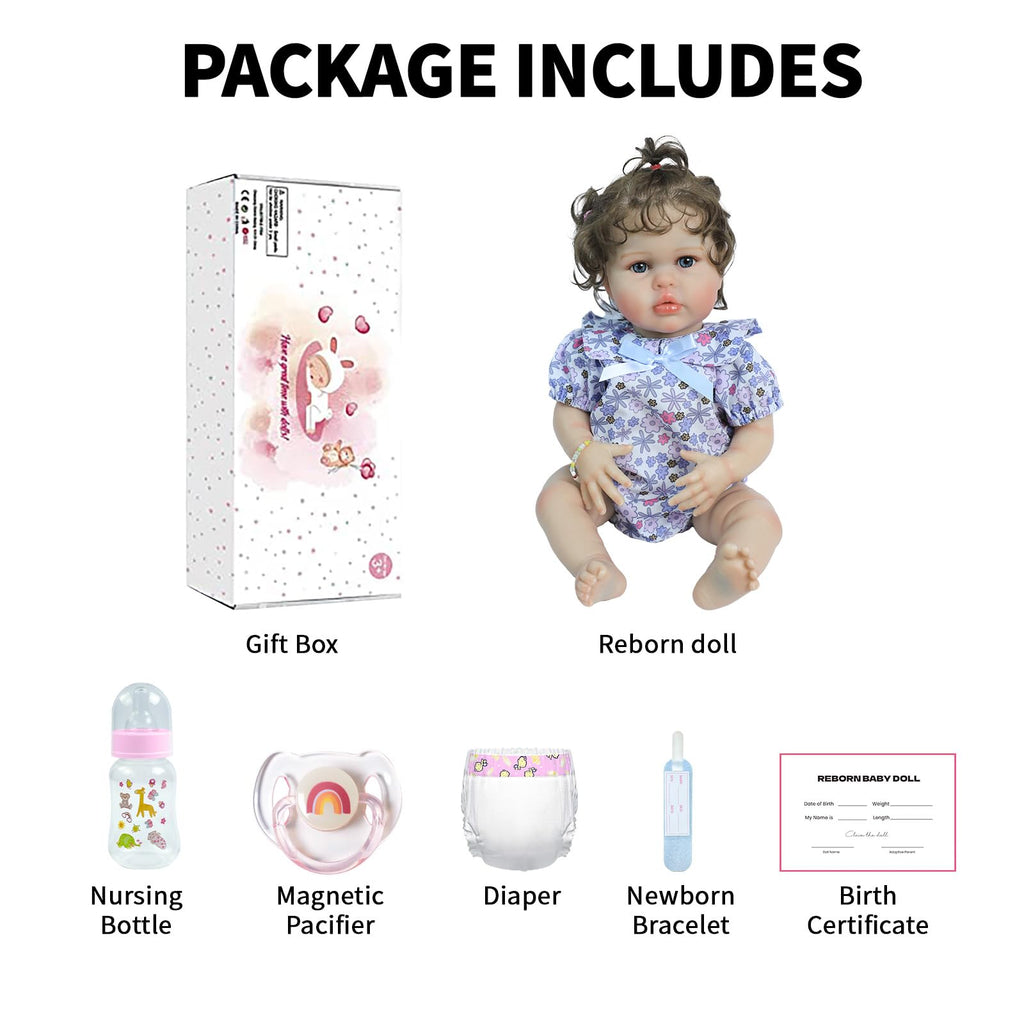 20 Inch Silicone Reborn Baby Doll with Curly Hair T698