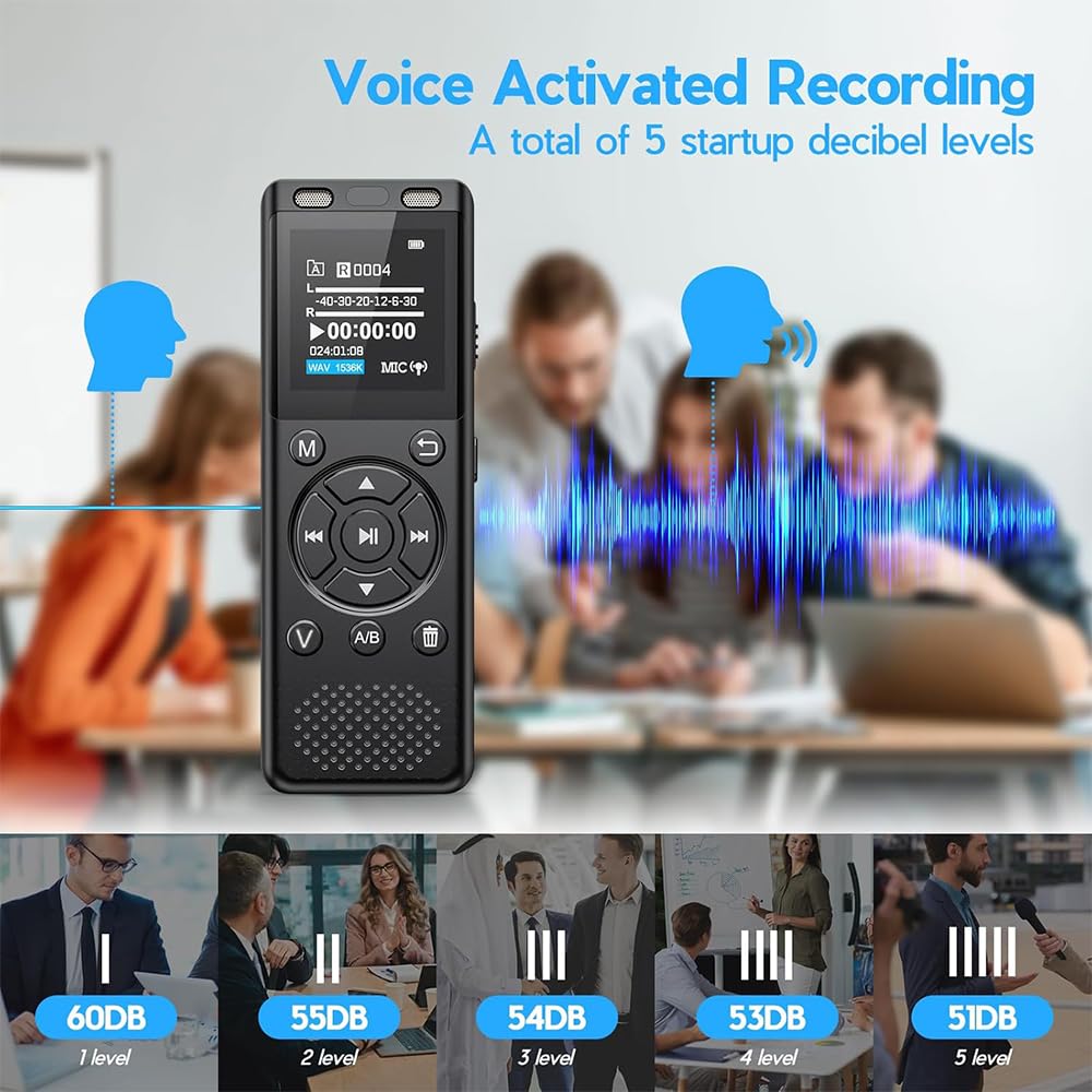 64GB Digital Voice Recorder with Playback E7213