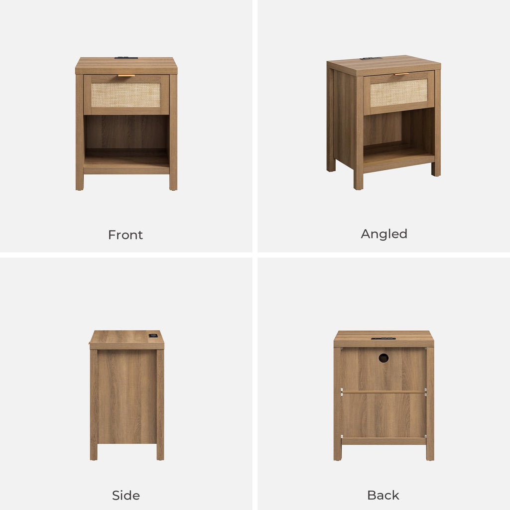 Rattan Night Stand with Charging Station Q268659