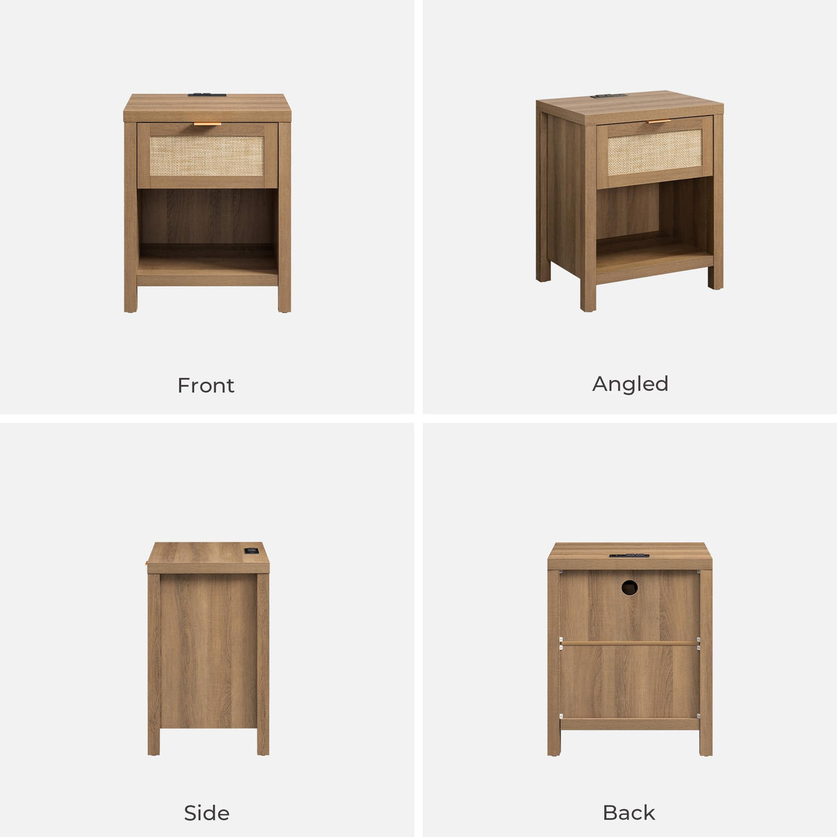 Rattan Night Stand with Charging Station Q268659