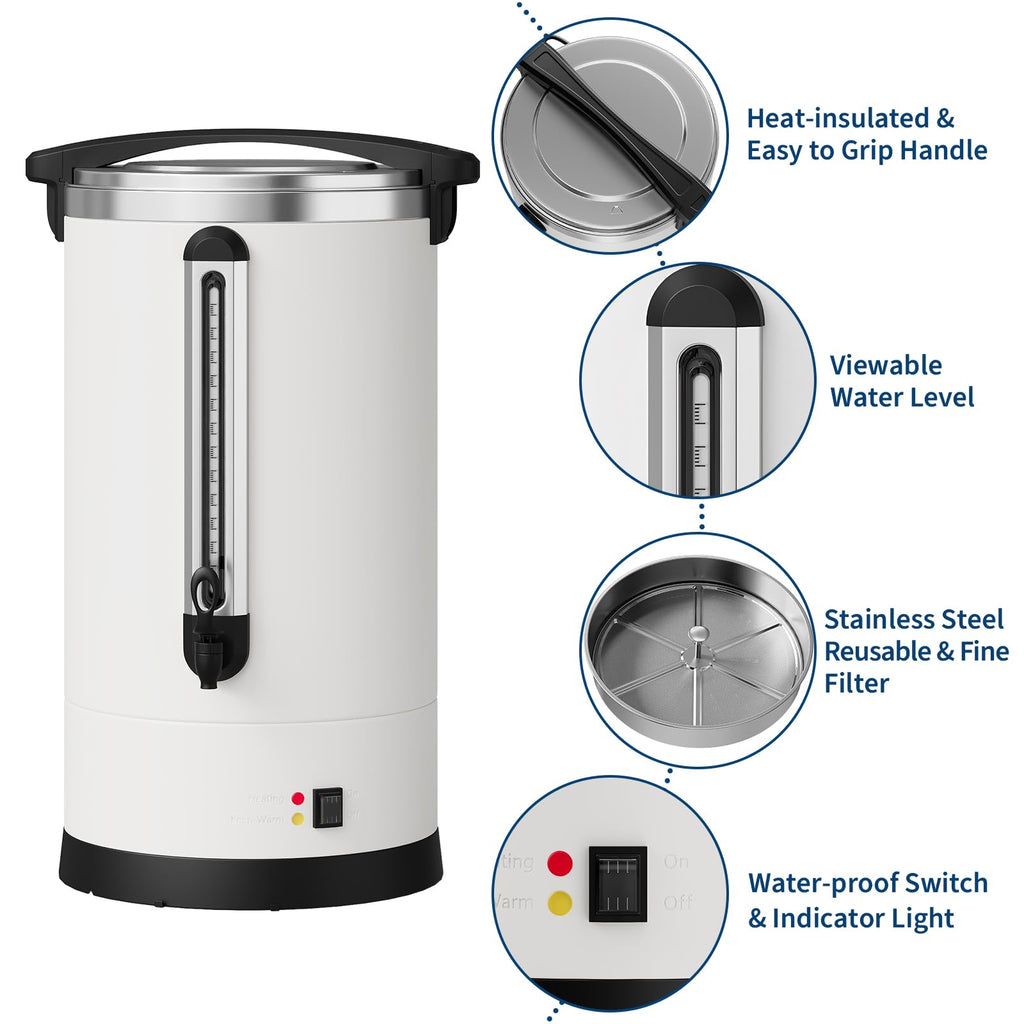12L 80-Cup Double-Wall Stainless Steel Electric Coffee Urn W82485