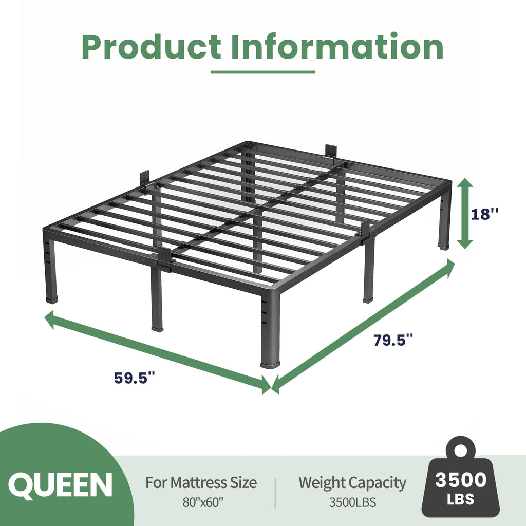 18 Inch Queen Size Metal Platform Bed Frame P232