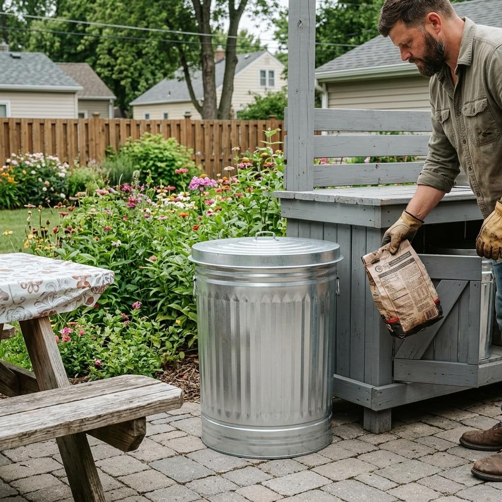 31 Gallon Galvanized Steel Trash Can with Lid B80405