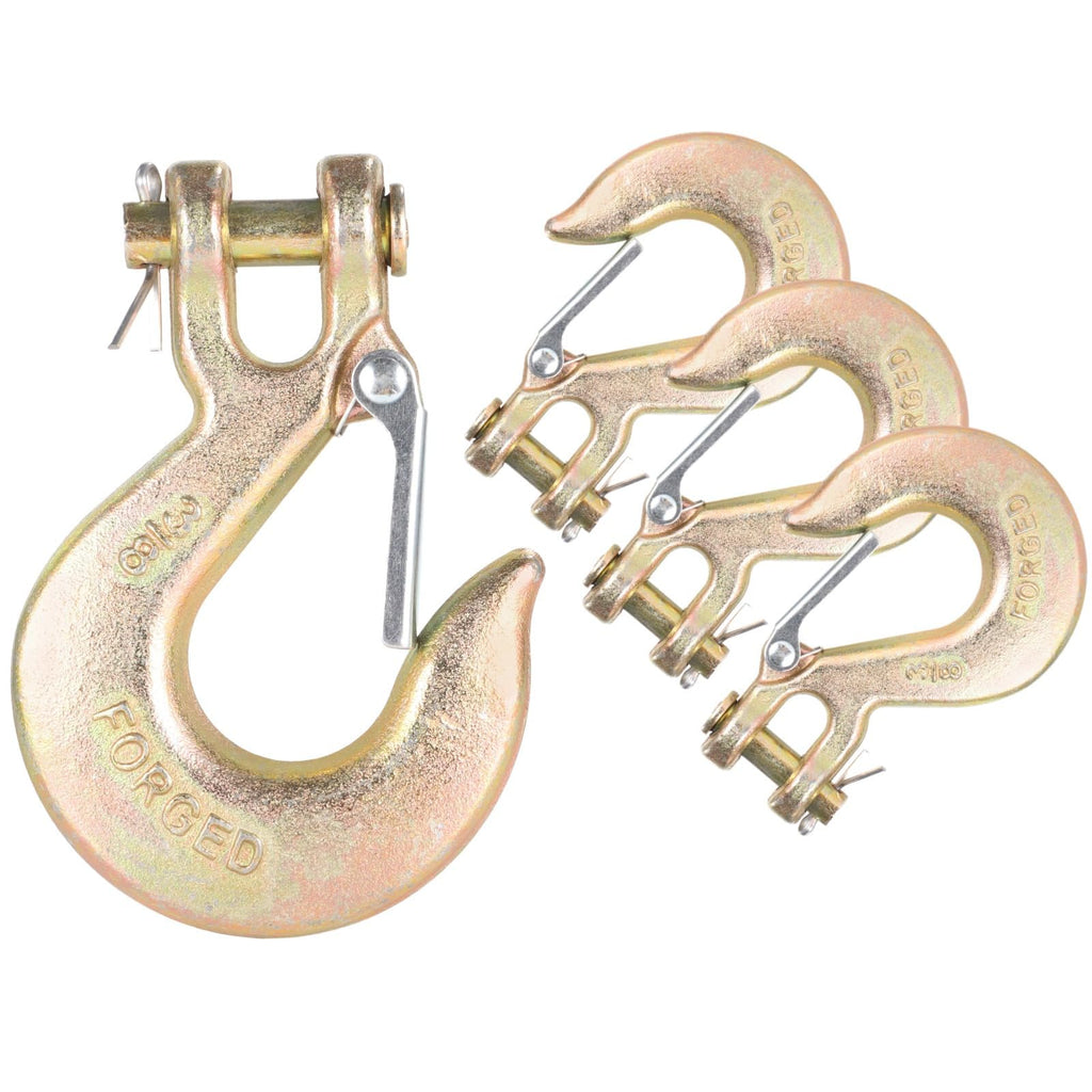 4-Pack 3/8-Inch Clevis Slip Hooks with Safety Latch B2797