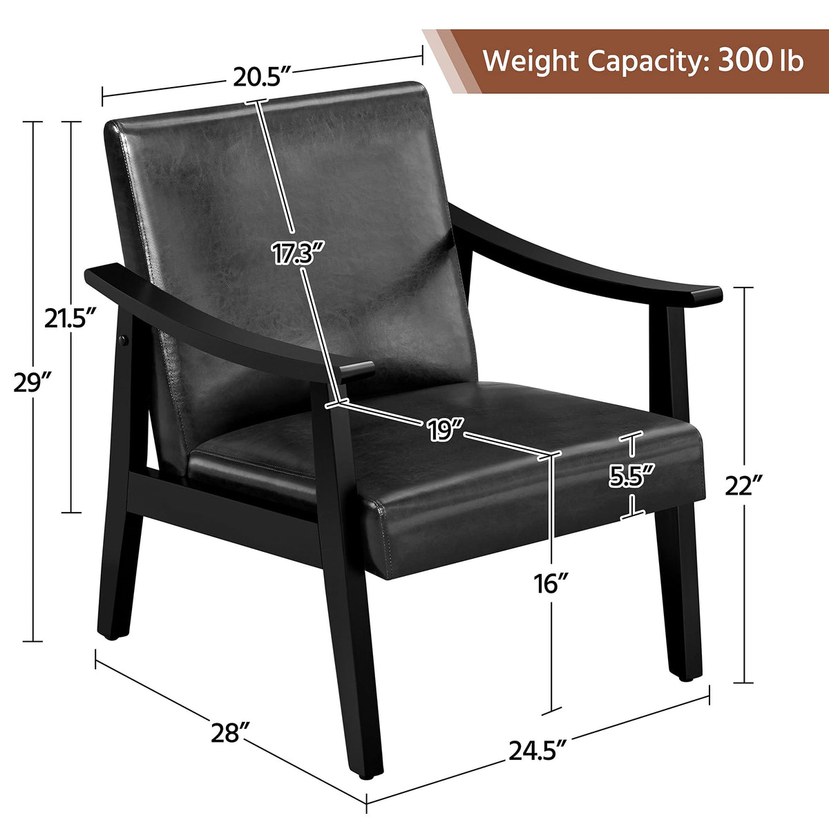 Black Faux Leather Accent Chairs Y734