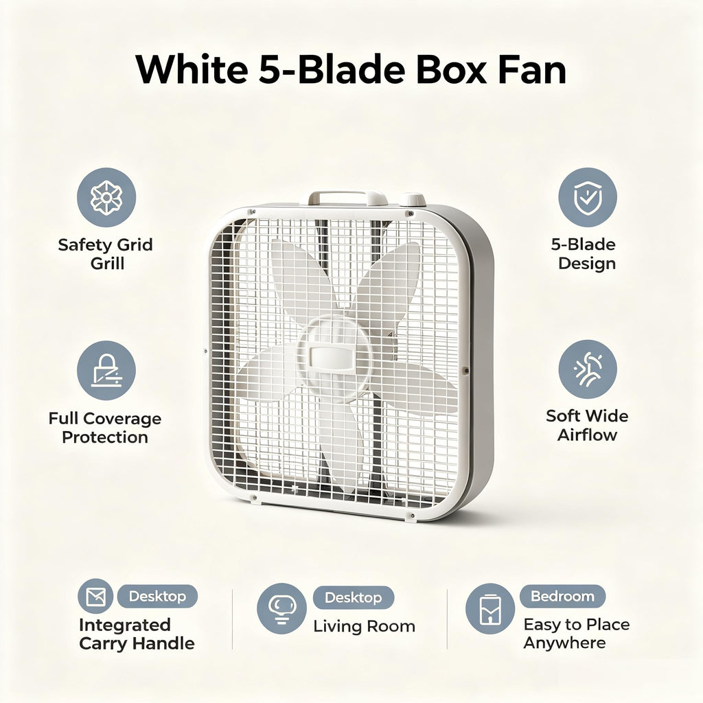 20 Inch 3 Speed White Box Fan A64458