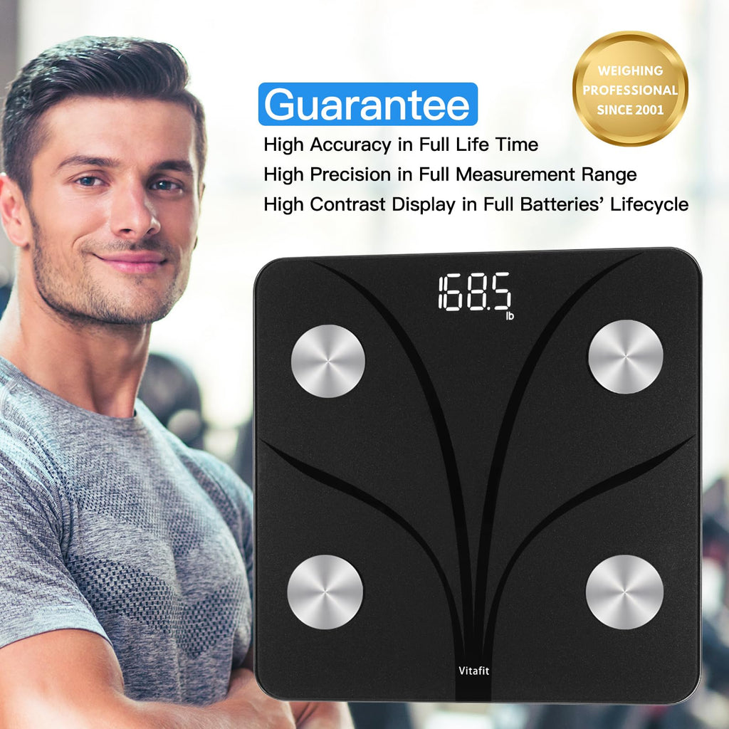 Smart Weight Scale with BMI Body Fat and Muscle, 400lb, Black I358847