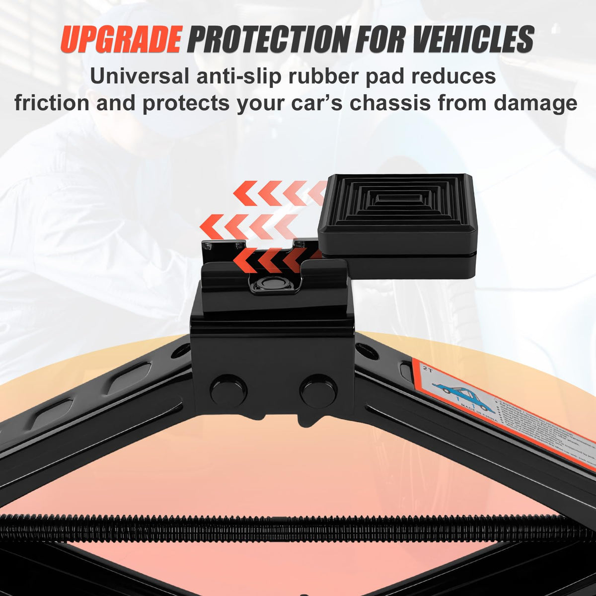 2 Ton Scissor Jack with 2 Rubber Pads P3644
