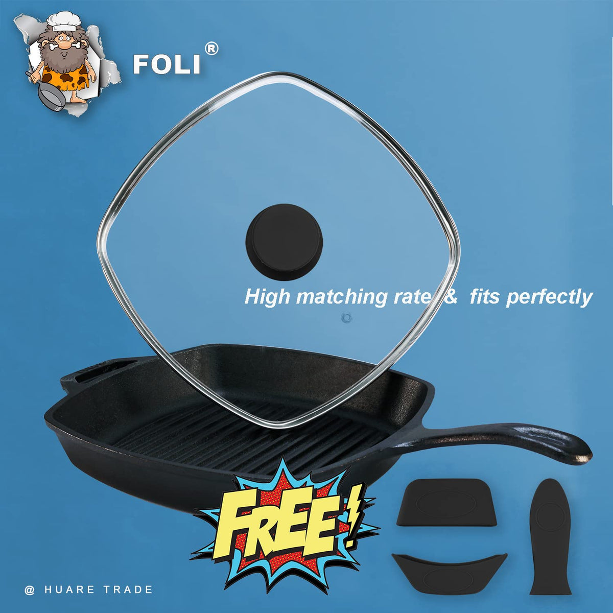 10.5" Vented Square Glass Lid H229