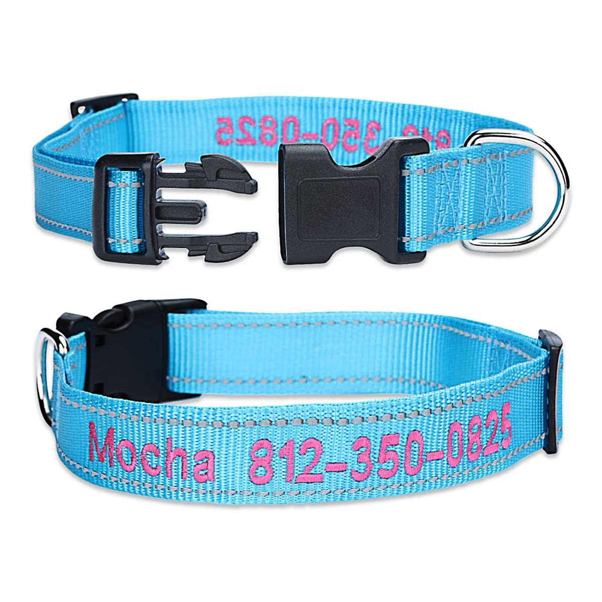 Personalized Dog Collar, 4 Adjustable Sizes Quick Release Buckle and D-Ring X5497