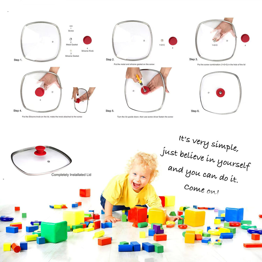 10.5" Vented Square Glass Lid H229