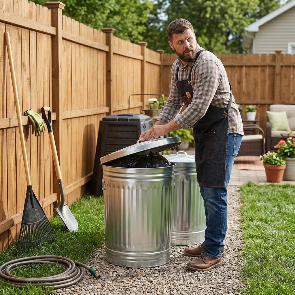 31 Gallon Galvanized Steel Trash Can with Lid B80405