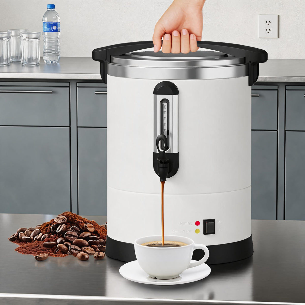 12L 80-Cup Double-Wall Stainless Steel Electric Coffee Urn W82485