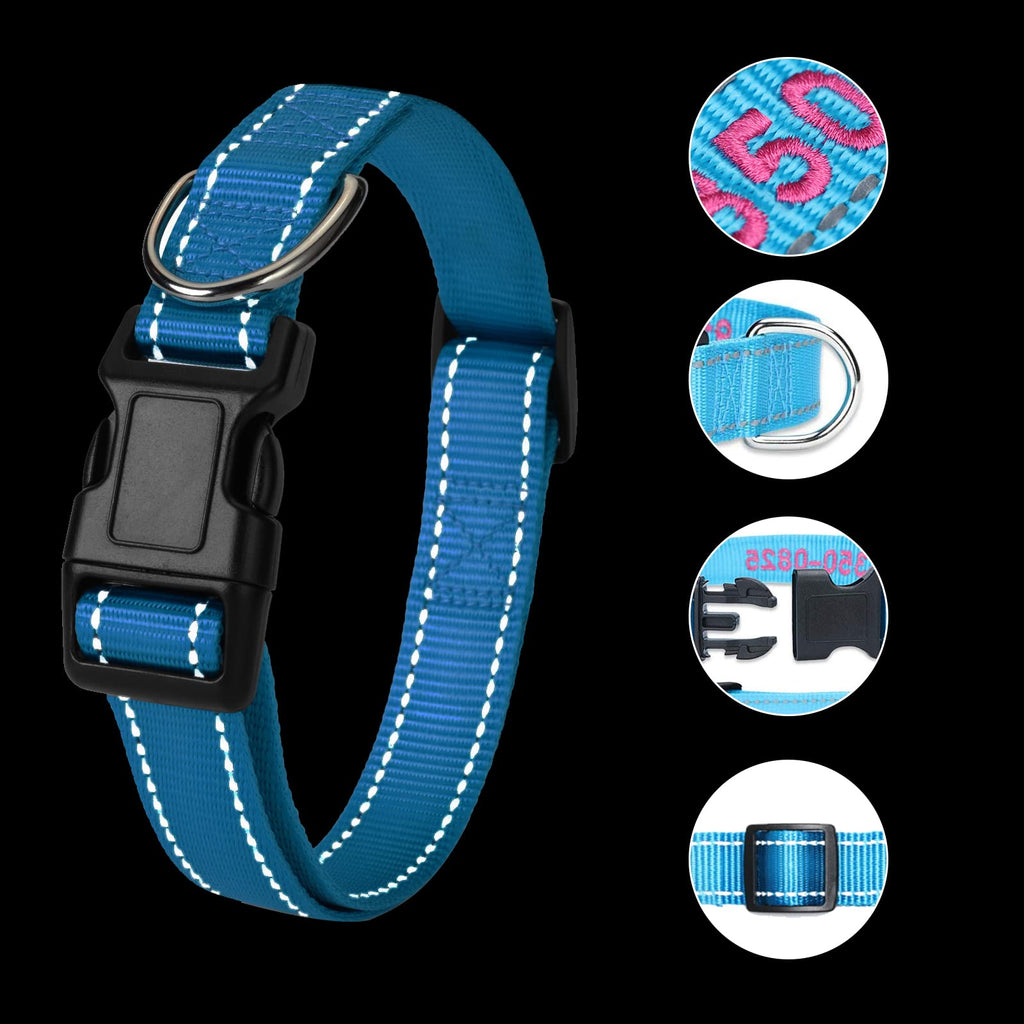 Personalized Dog Collar, 4 Adjustable Sizes Quick Release Buckle and D-Ring X5497
