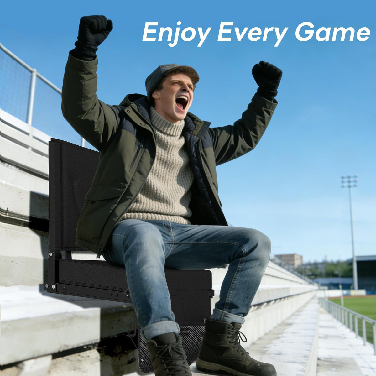 Black Heated Folding Stadium Seat W242152