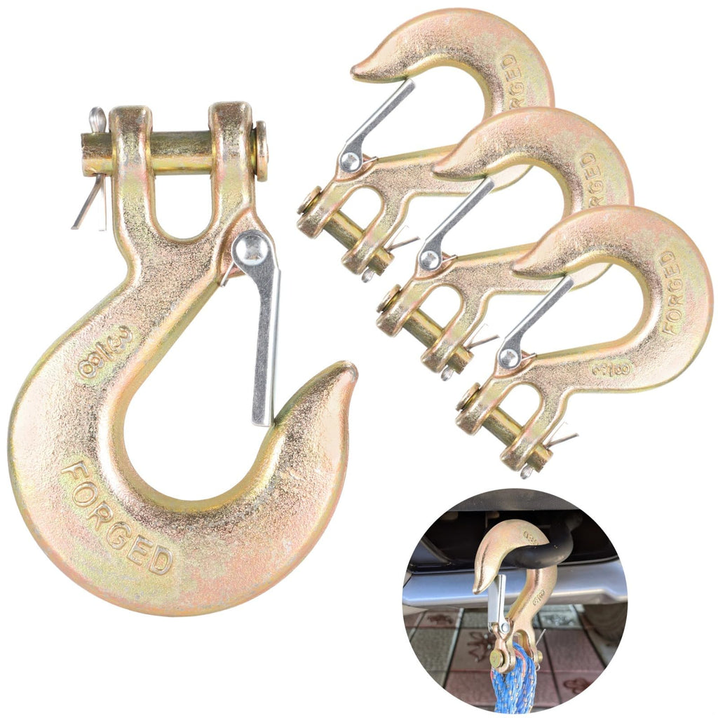 4-Pack 3/8-Inch Clevis Slip Hooks with Safety Latch B2797