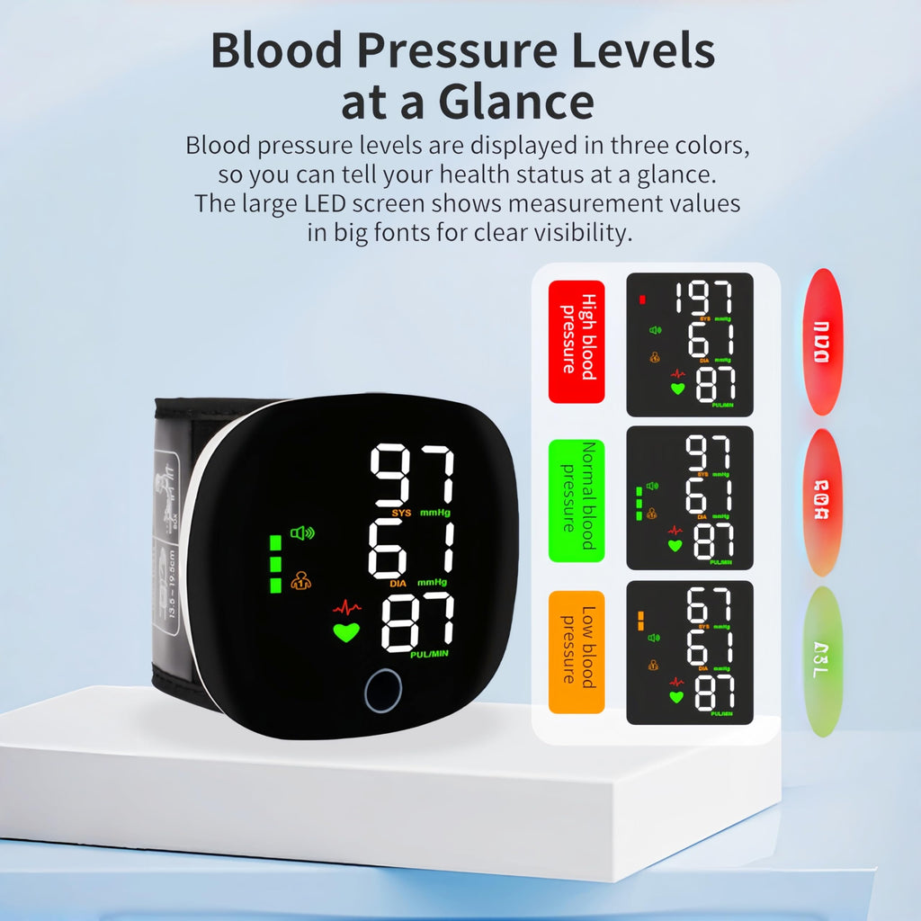 Wrist Blood Pressure Monitor with LCD Display and Voice Guide A5486