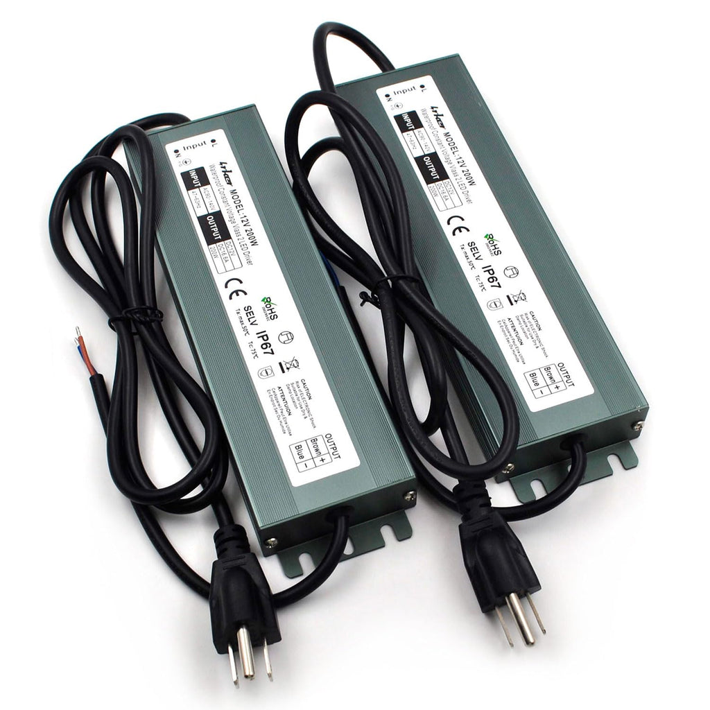 2 Pack 12V 200W Waterproof IP67 LED Driver V934321
