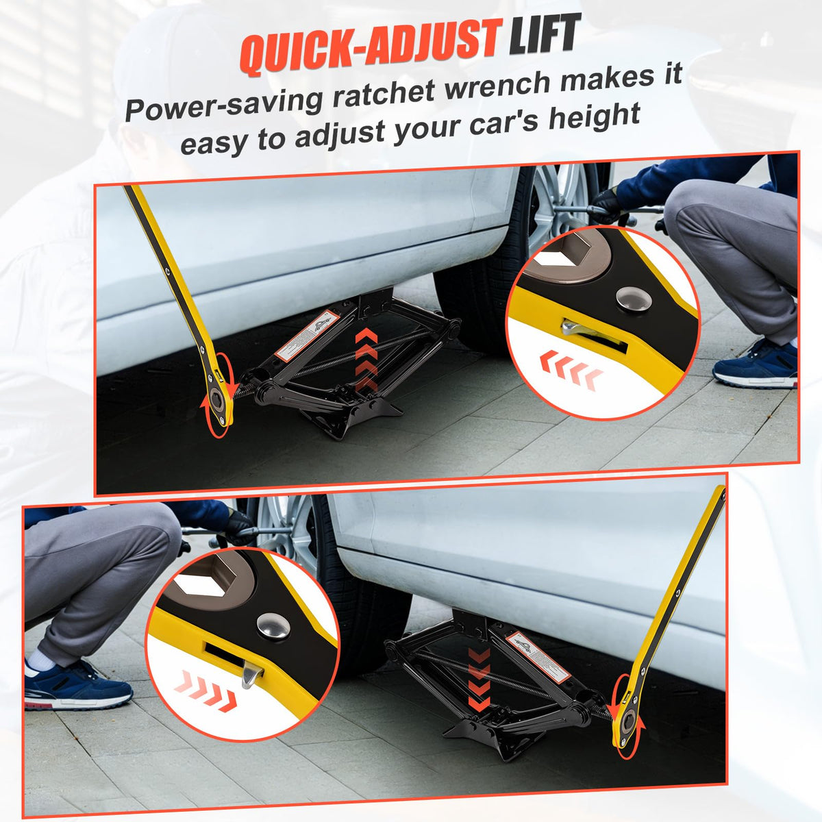 2 Ton Scissor Jack with 2 Rubber Pads P3644