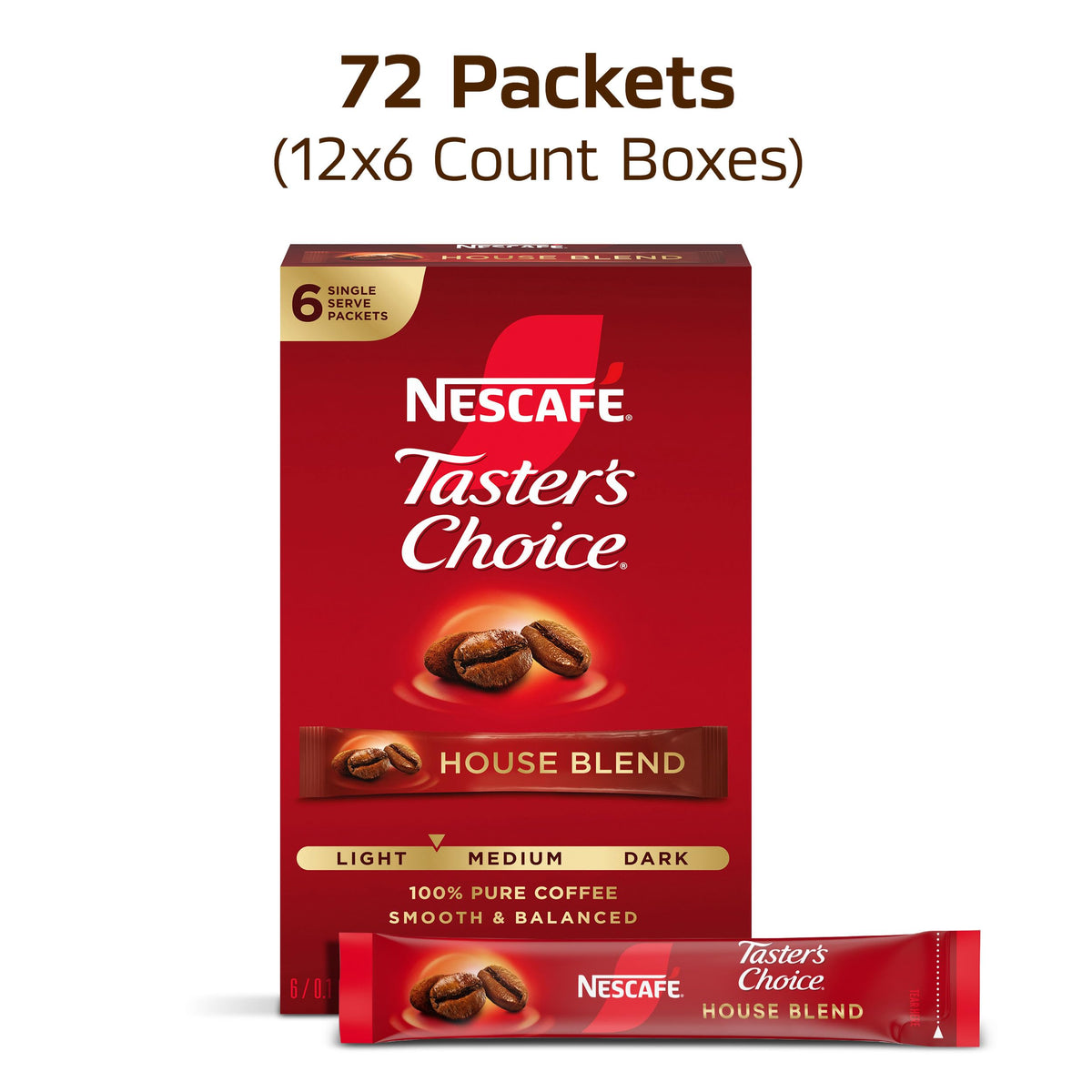 Instant Coffee Packets Light Medium Roast 72 Packets G5290
