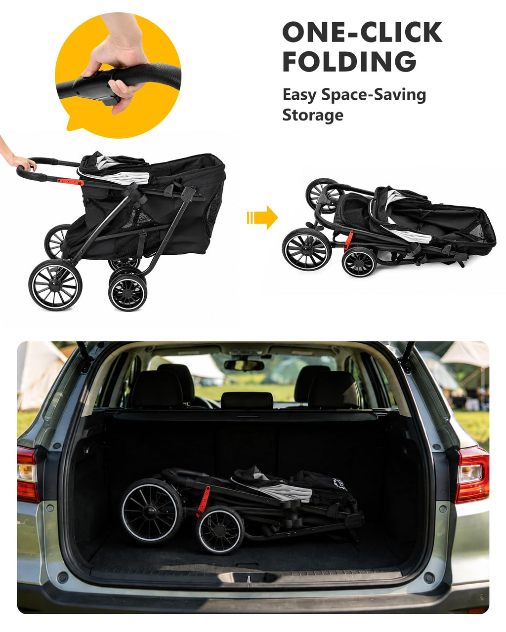 Black Foldable Dog Stroller T38868