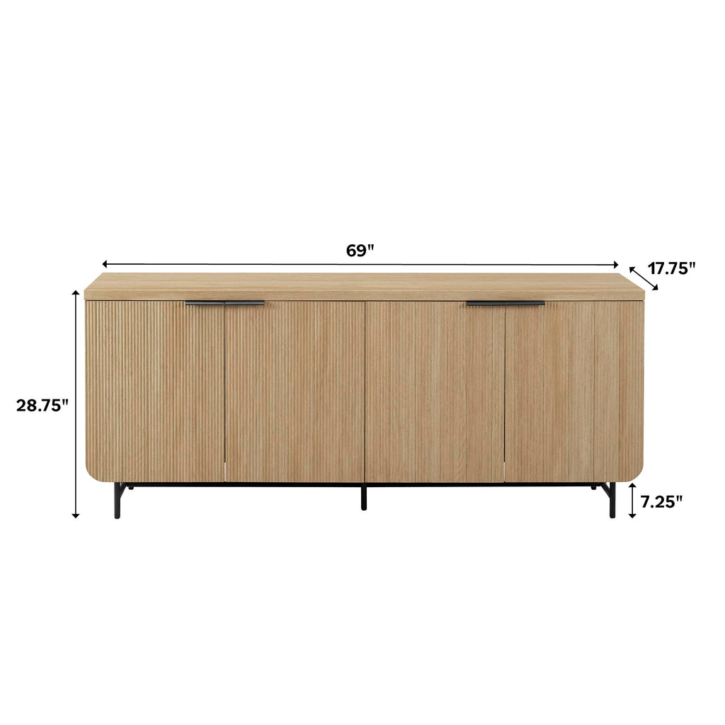 69 Inch Coastal Oak Sideboard Buffet S5957