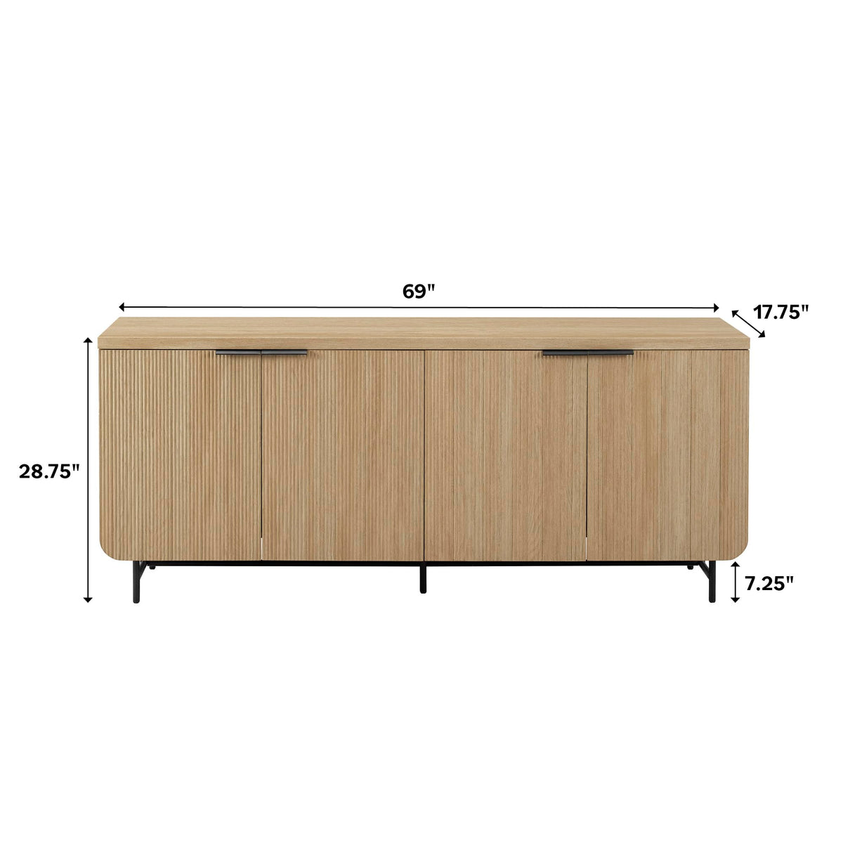 69 Inch Coastal Oak Sideboard Buffet S5957