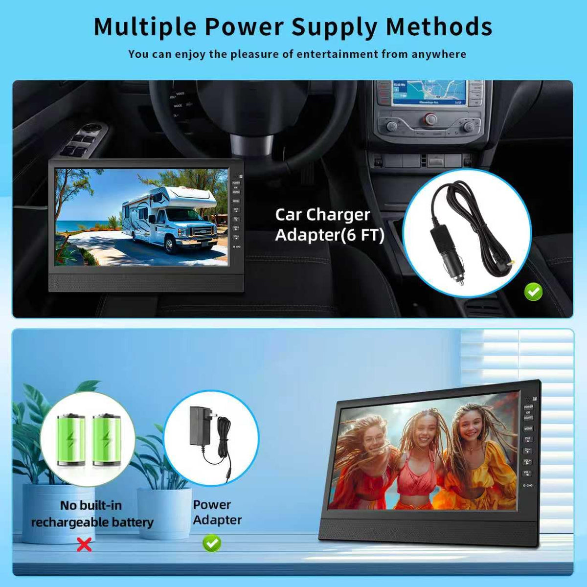 12” Portable Flat Screen TV with Digital Tuner T314