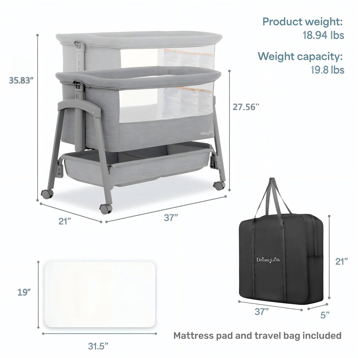 Foldable Portable Bassinet - Gray U41568