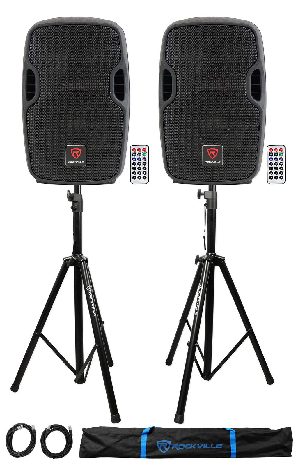 8" Powered DJ PA Speaker 2-Pack with Stands D577432