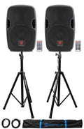 8" Powered DJ PA Speaker 2-Pack with Stands D577432