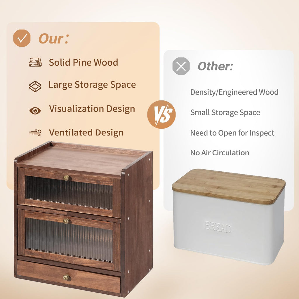 Wood Bread Box with Cutlery Drawer I2008