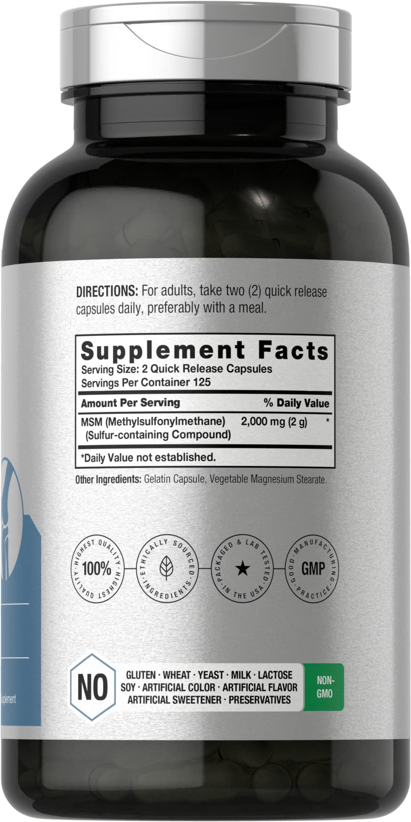MSM Methylsulfonylmethane 2000mg 250 Capsules T1779